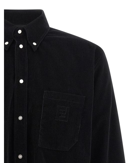 Fendi Blue Corduroy Shirt for men