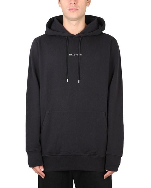 1017 ALYX 9SM Black Hooded Sweatshirt With Logo Print Sweatshirts for men