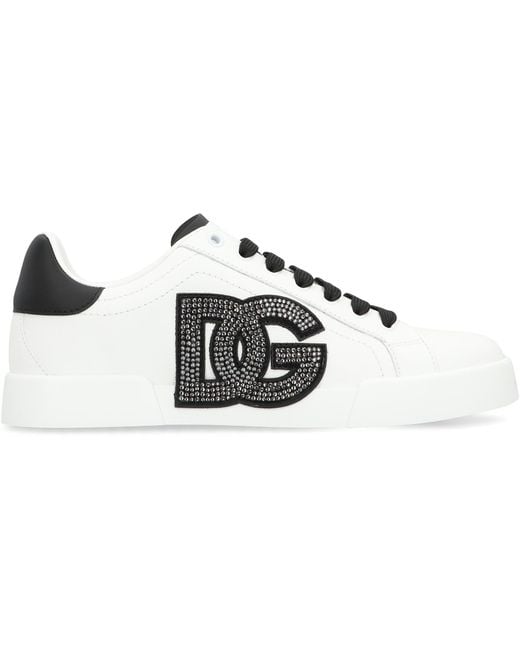 Dolce & Gabbana White Portofino Leather Sneakers Calf Trainers