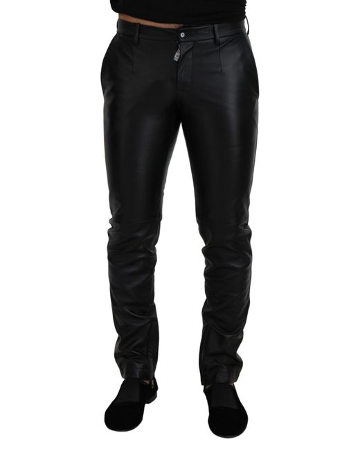 Dolce & Gabbana Black Elegant Agnello Trousers For for men