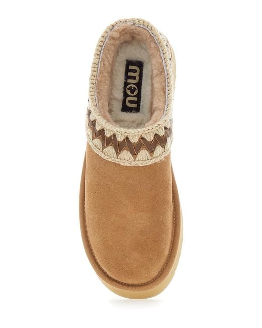 Mou Brown Braided Suede Mules Sheep