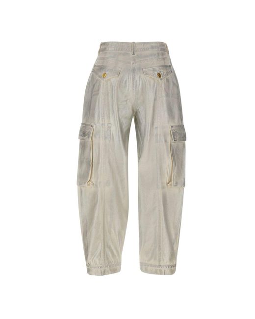 Elisabetta Franchi White Urban Metallic Effect Cotton Jeans