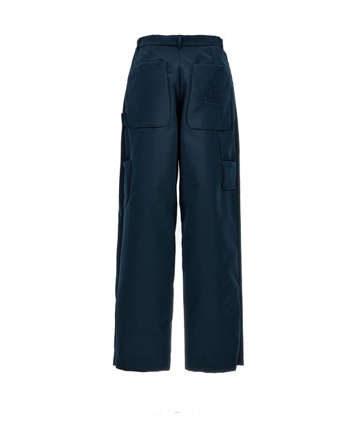 Etro Blue 'Pegaso' Cargo Pants