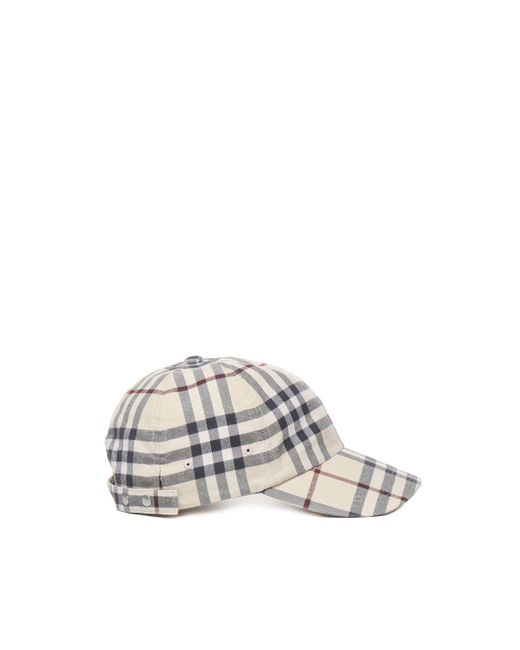 Burberry Baseball Cap With Check Print in White for Men Lyst