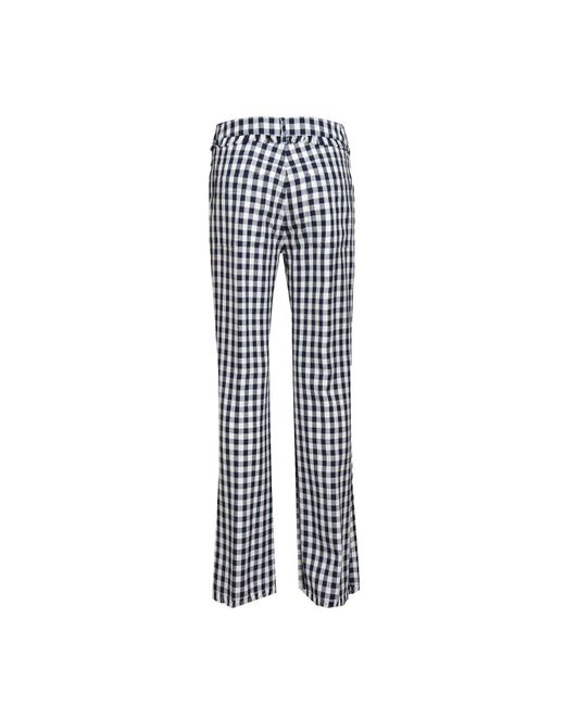 Etro Blue Mid Rise Gingham Checked Trousers