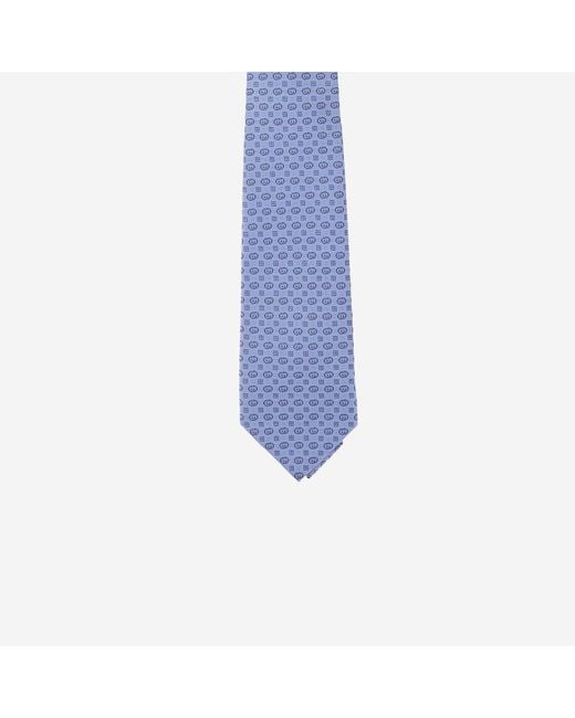 Gucci Blue Jacquard Silk Tie Gg Cross Ties & Bow for men