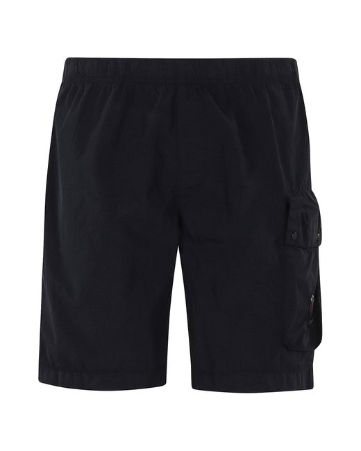 C P Company Black Dark Cargo Swim Shorts for men