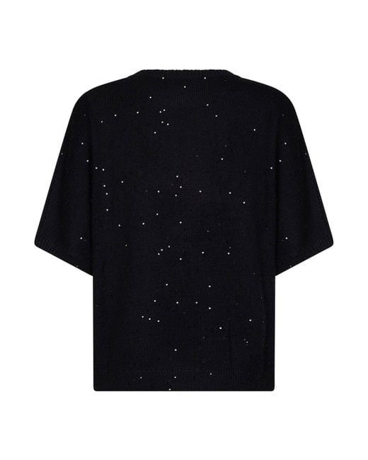 Brunello Cucinelli Black Sweater Sequin-Embellished Lyocell