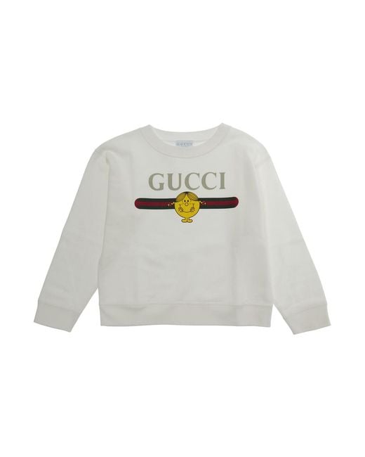Gucci White Crewneck Sweatshirt Cotton Hoods & Sweatshirts