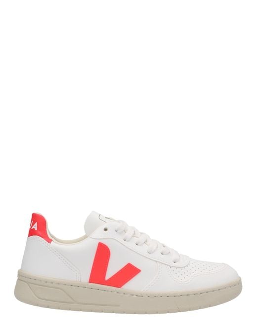 Veja Leather V-10 Sneakers in Fuchsia (White) - Save 16% | Lyst