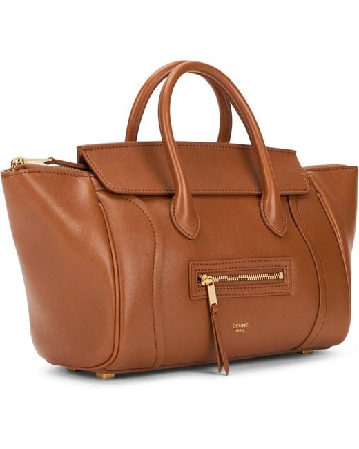 Céline Brown Luggage Handbag Leather Lambskin Handbags