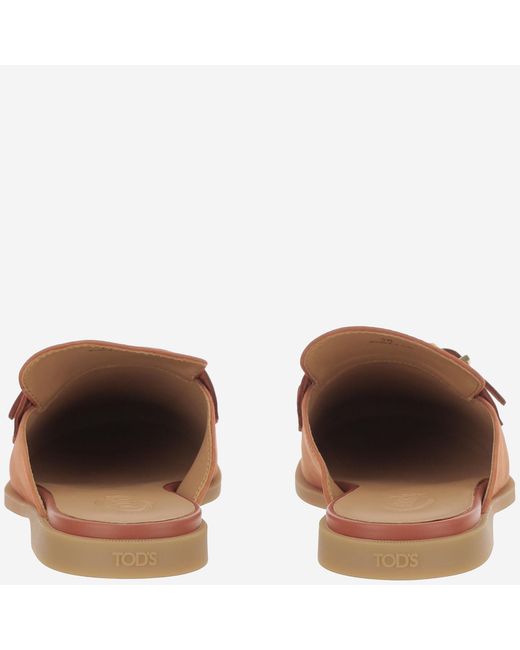 Tod's Brown Leather Sabots Nubuck Shoe