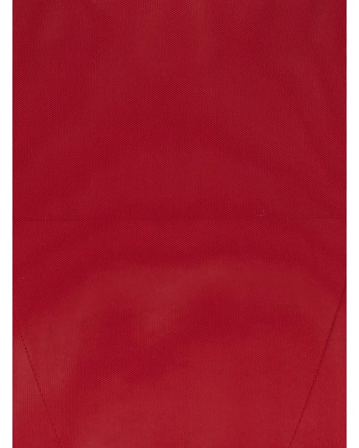 Le Plain Red Top Mesh High Neck Tops