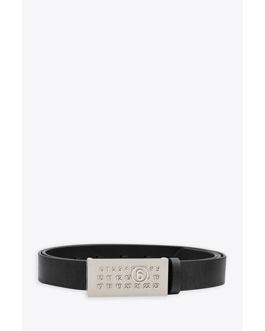 MM6 by Maison Martin Margiela White Cintura Leather Belt With Metal Buckle