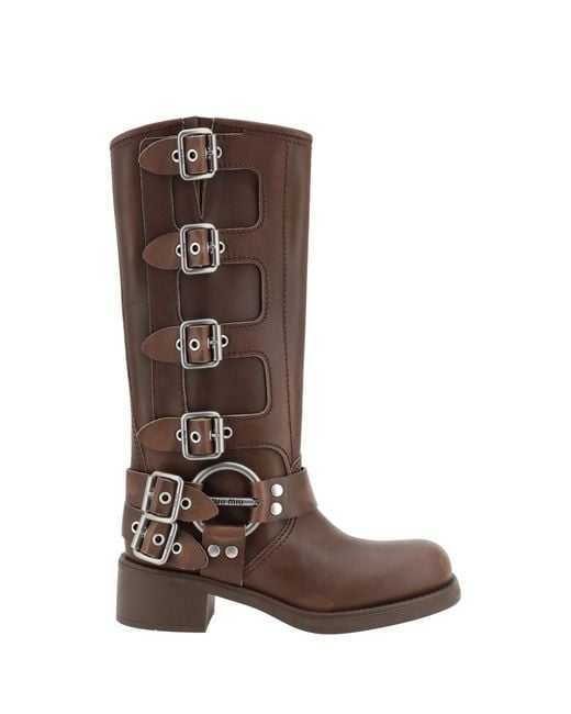 Miu Miu Brown Calf Leather Boots Upper