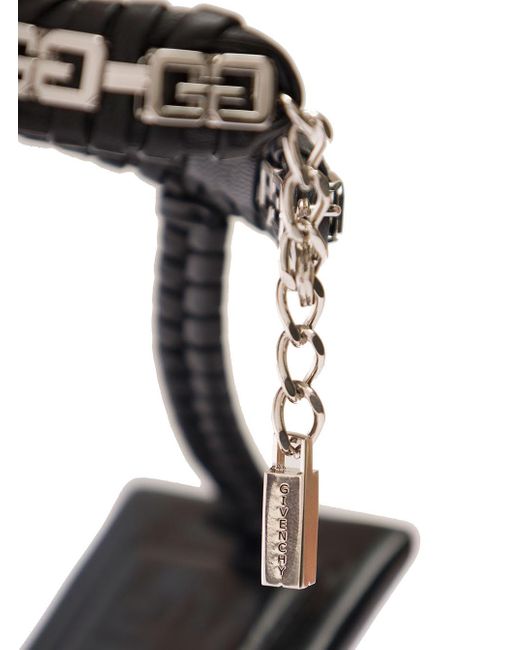 Givenchy Black 'G Woven' Sandals With Embossed 4G Logo And Chain