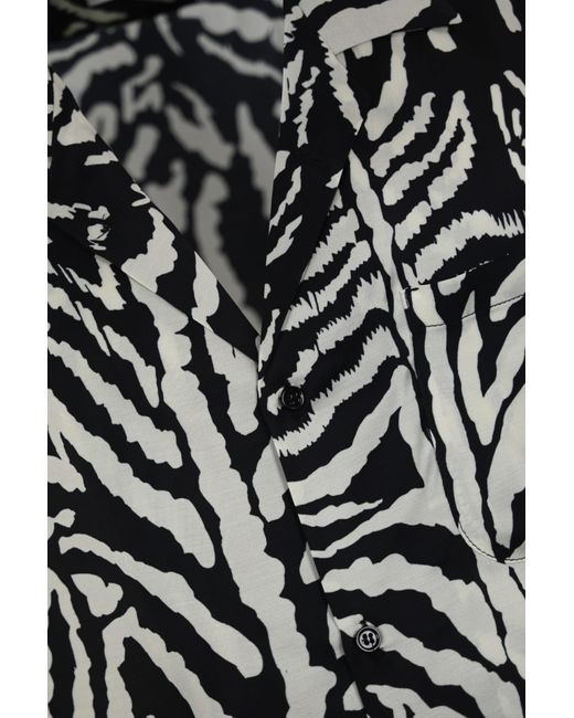 Amaranto Black Zebra-Print Viscose Shirt for men