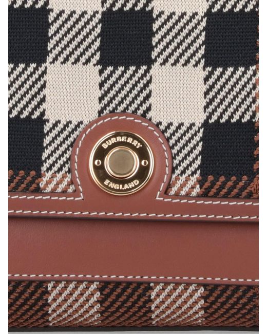 Burberry White Tartan Knitted 'note' Bag