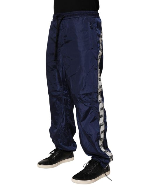 Dolce & Gabbana Blue Nylon Straight Jogger Sweatpants Pants for men