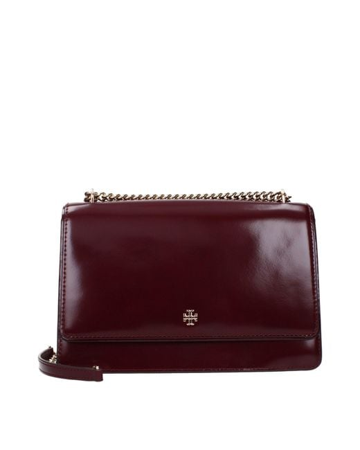 Tory Burch Purple Red Leather Crossbody Bag
