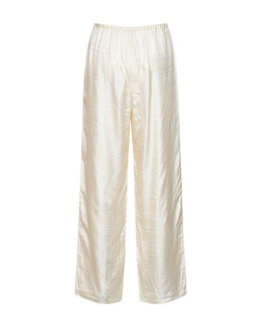 Totême White Cream Monogram Silk Pj Trousers