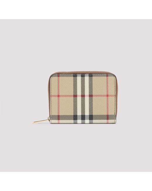 Burberry Natural Mini Zip Around Wallet