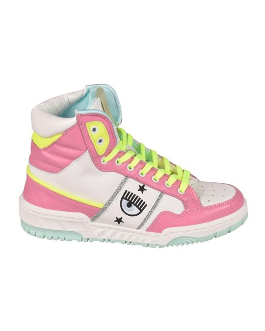 Chiara Ferragni Cf1 High Sneakers in White/Pink (Pink) | Lyst