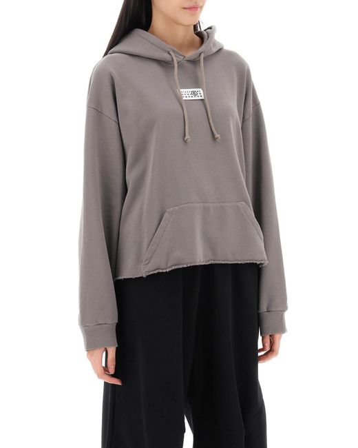 MM6 by Maison Martin Margiela Gray Hoodie With Numeric Logo