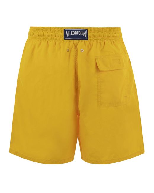 Vilebrequin Yellow Plain-Coloured Beach Shorts for men