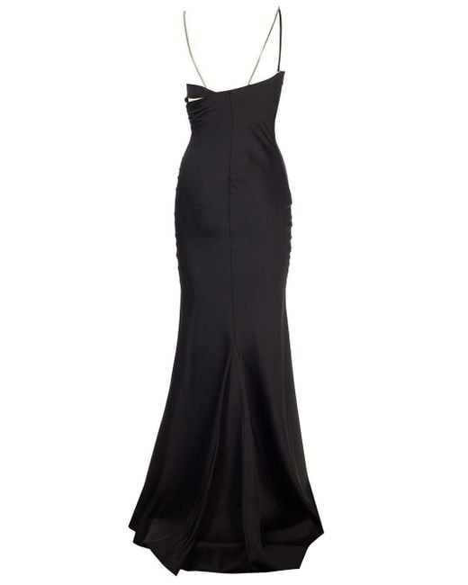The Attico Black Cut-Out Detailed Flared Sleeveless Dress