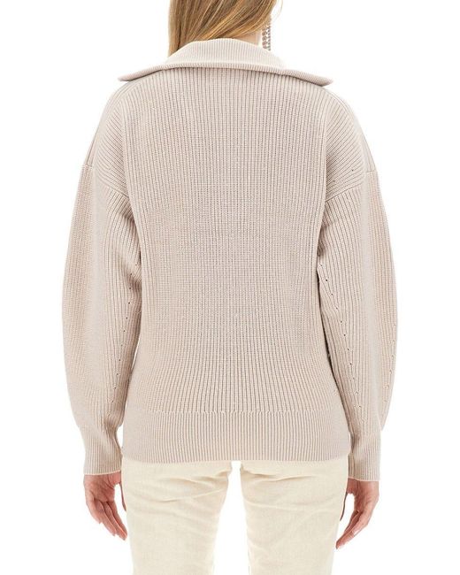 Isabel Marant White Benny Half-zipped Knitted Jumper