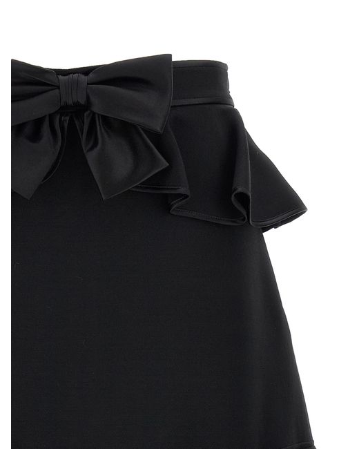 Valentino Garavani Black Crepe Couture Skirt Virgin Wool Silk