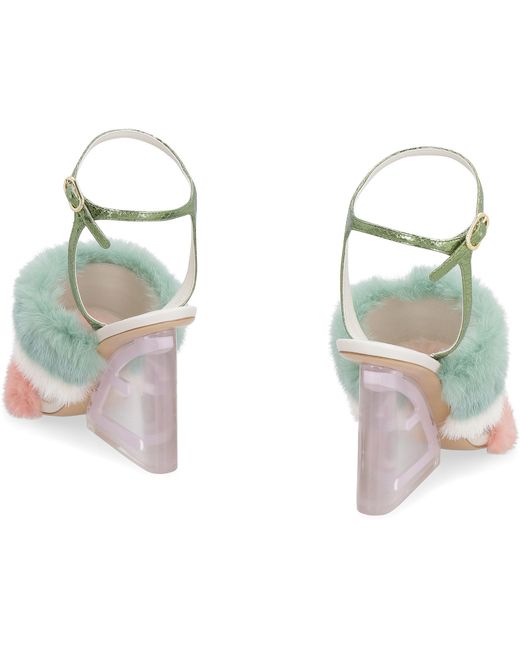 Fendi Blue First Heeled Sandals Leather