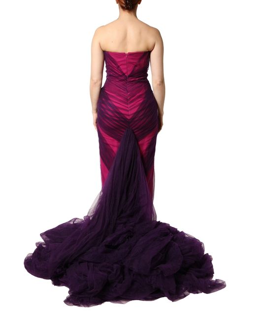 Dolce & Gabbana Purple Pink Black Strapless Sheath Mermaid Dress
