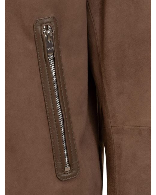 Boss Brown Lambskin Leather Jacket for men