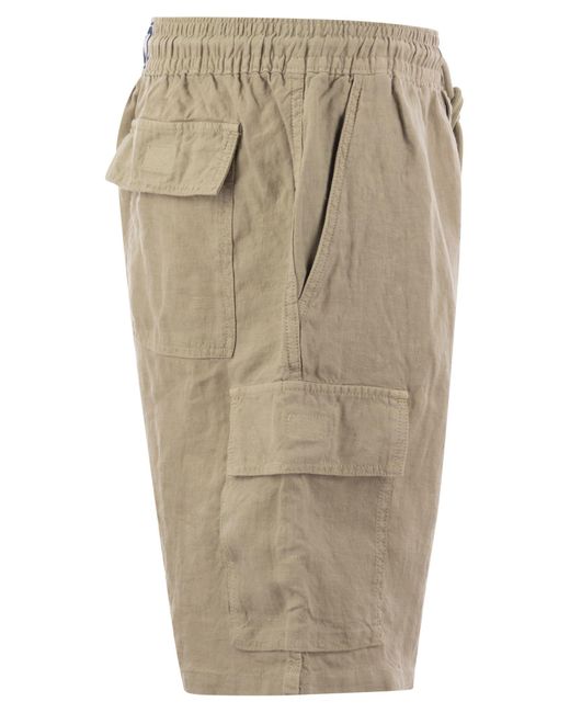 Vilebrequin Natural Linen Cargo Bermuda Shorts for men