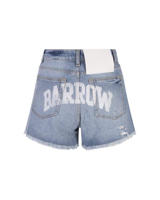 Barrow Blue Medium Denim Shorts With Back Logo