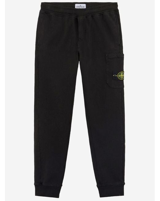 Stone Island Black Logo Cotton Trousers For Boys for men