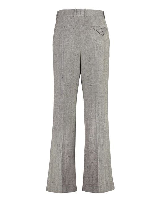 Bottega Veneta Gray Viscose-Silk Flared Trousers