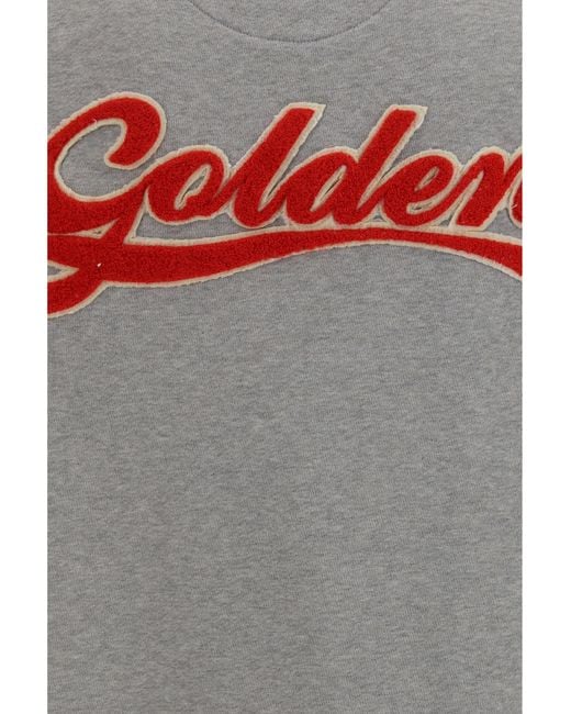 Golden Goose Deluxe Brand Gray Oversized Crewneck Sweater With Lettering On The Back for men