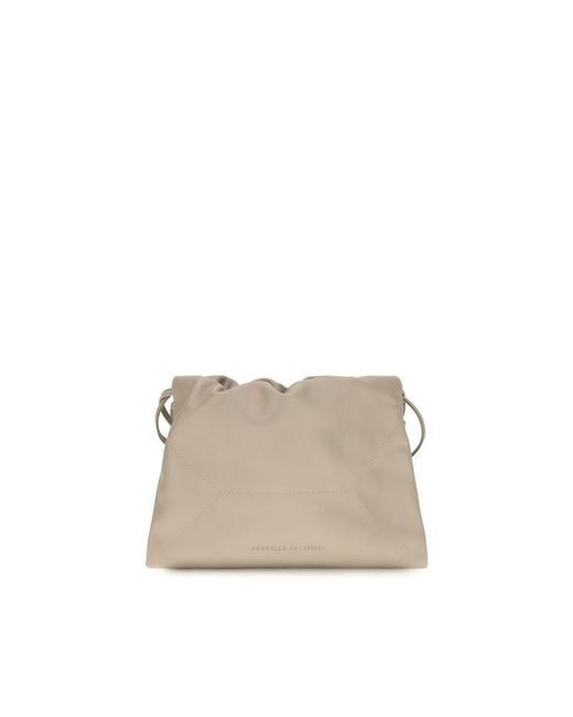 Brunello Cucinelli Natural Beige Calf Leather Bos Taurus Clutch Bag