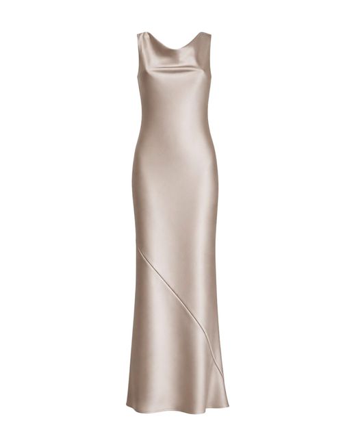 Blanca Vita Natural Chalk Satin Anjea Long Dress
