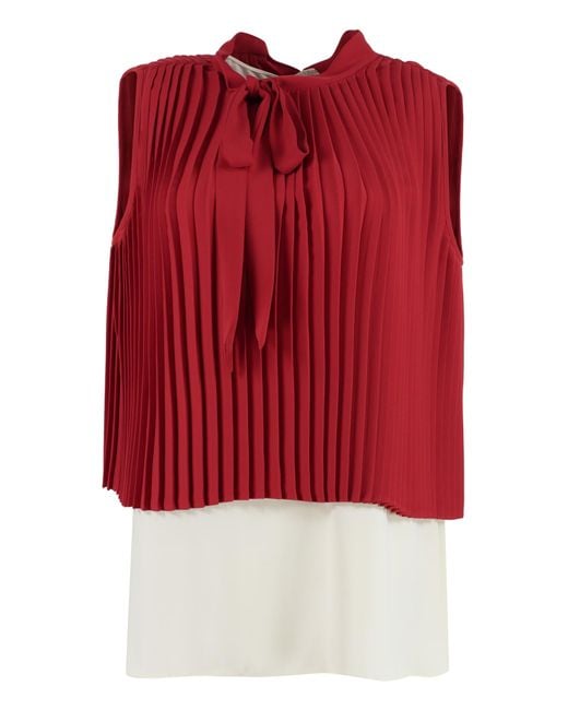 MM6 by Maison Martin Margiela Red Pleated Top