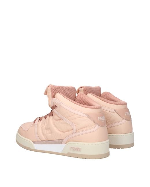 Fendi Pink Nylon High Top Sneakers