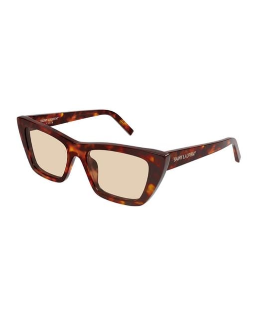 Saint Laurent Brown Saint Laurent Sl 276 Mica Linea Sl Logo 064 Light Havana Sunglasses