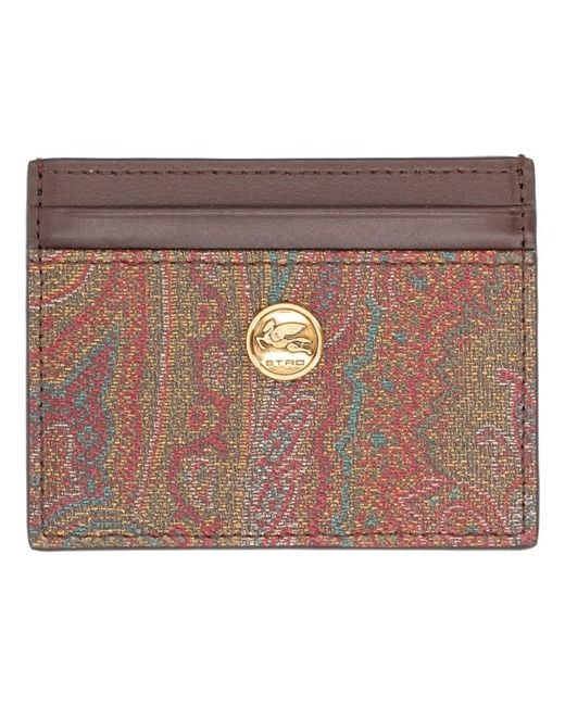 Etro Brown Card Holder Paisley Wallets & Purses