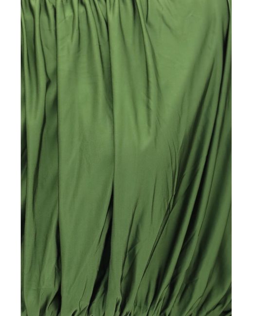 Self-Portrait Green Draped Jersey Top Viscose; Elastane