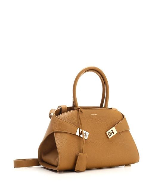 Ferragamo Metallic Tote Bag Hug Small