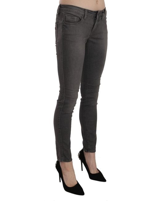 CoSTUME NATIONAL Black Washed Low Waist Skinny Jeans Cotton Clothing