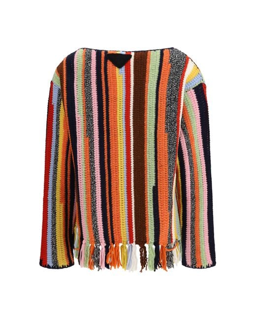 Prada Orange Wool And Cashmere Sweater Wool; Kashmir/Capra Hircus for men